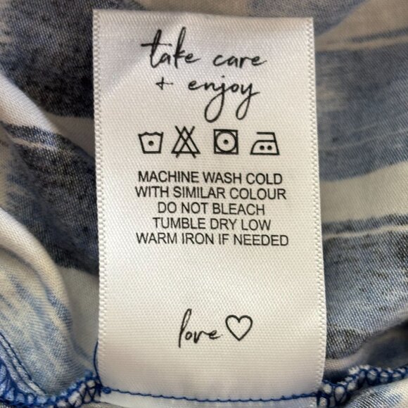 NIC+ZOE Blue White Abstract Print Cotton Top L/S Button Front Boho Workwear - 3X - Picture 10 of 11